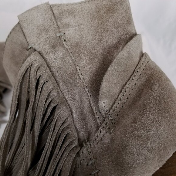 Jeffrey Campbell Bronco Suede Fringe Boots Taupe Sz 6 - Picture 10 of 11